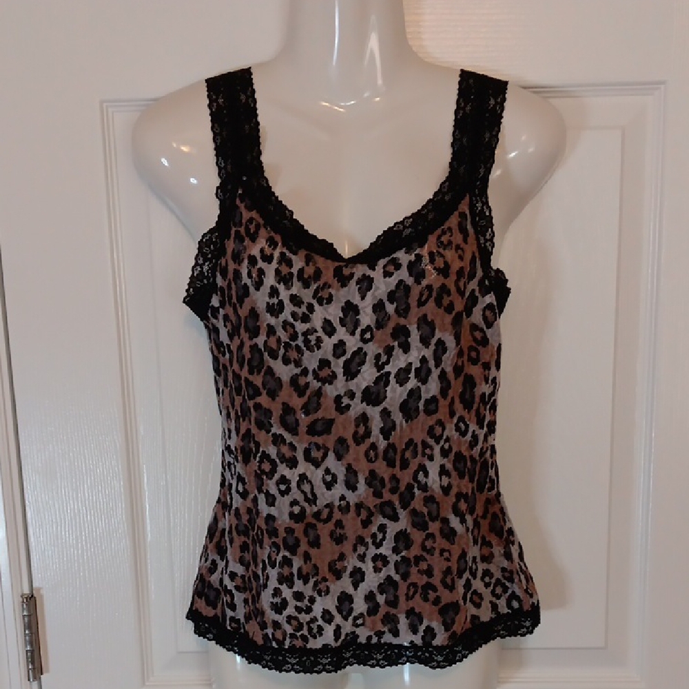 Daisy Fuentes Womens Med.  Leopard Print Lace Trim Tank Top